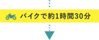 バイクで約1時間30分