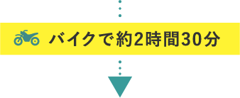 バイクで約2時間30分